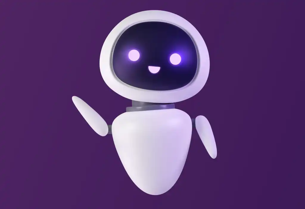 Cute android with pretty smile. Like one seen in Disney movies.