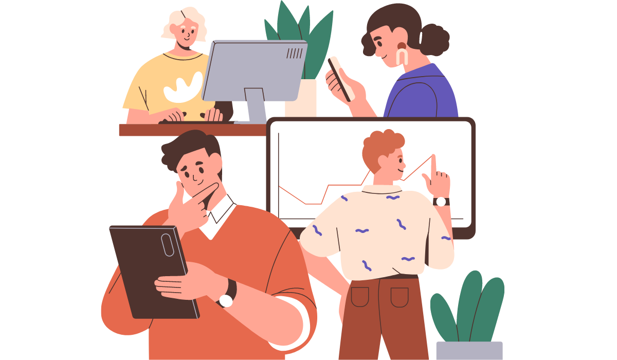 4 different business roles and responsibilities shown