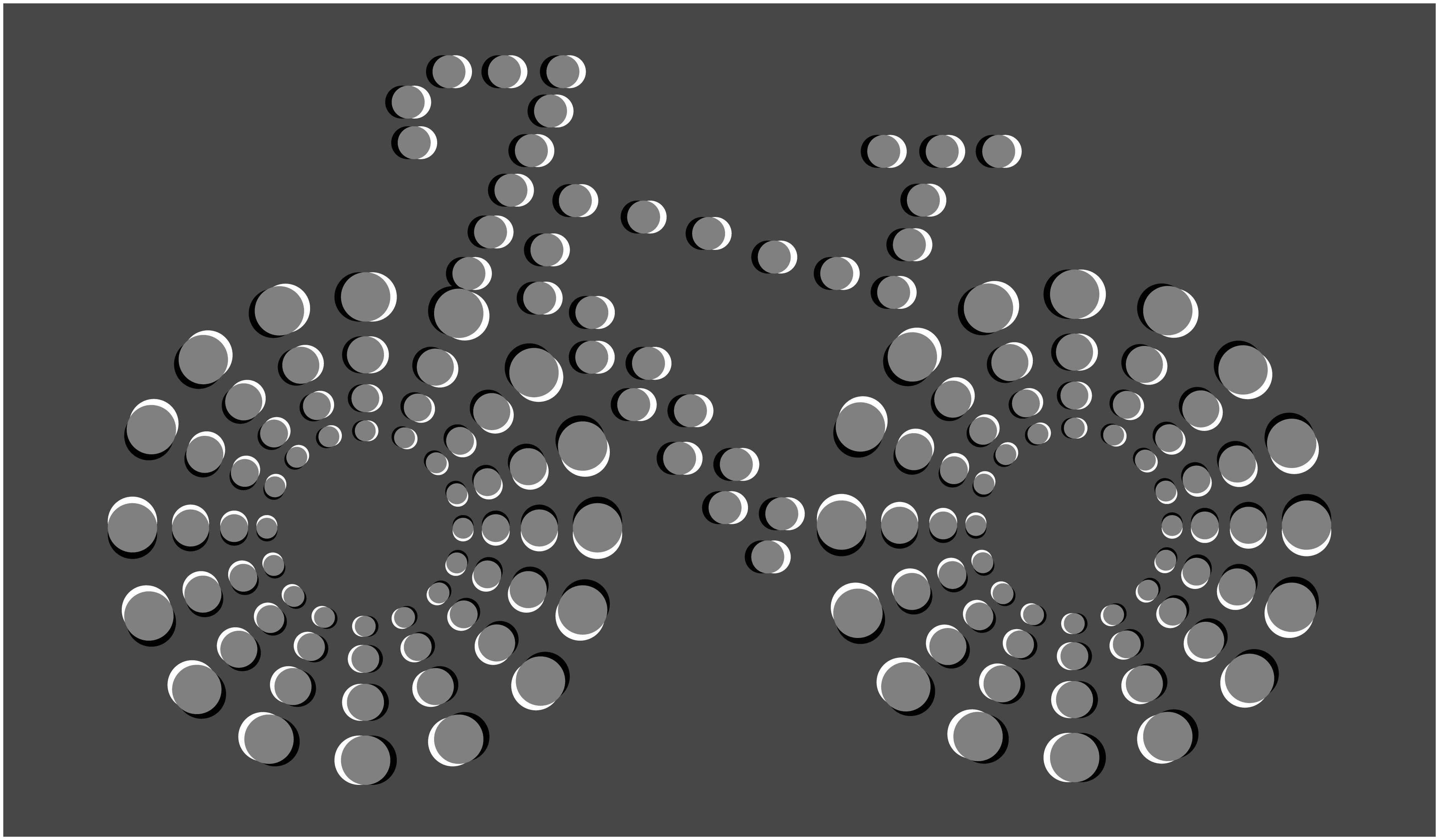 Image of a bike made with various size circles with 3d shadows